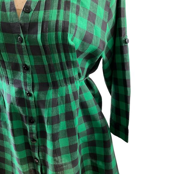 She's Cool Women's 3X Green Plaid Belted Shirt Dress Casual Day Dress Tie Waist - Picture 13 of 16
